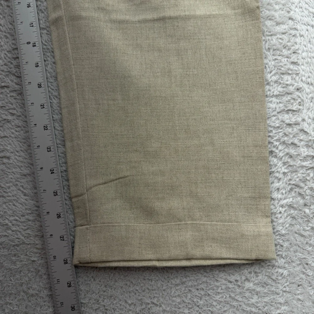 VTG Dockers Mens Beige Linen Blend Pleated Relaxed Khakis Pants Cuffed 34x29 NWT